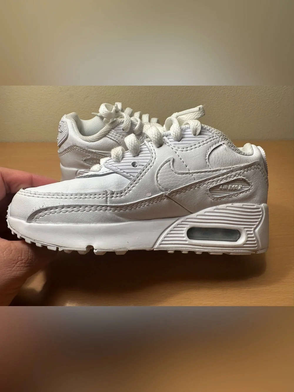 Nike Air Max 90 Triple White Unisex Kids Shoes Size 12.5C